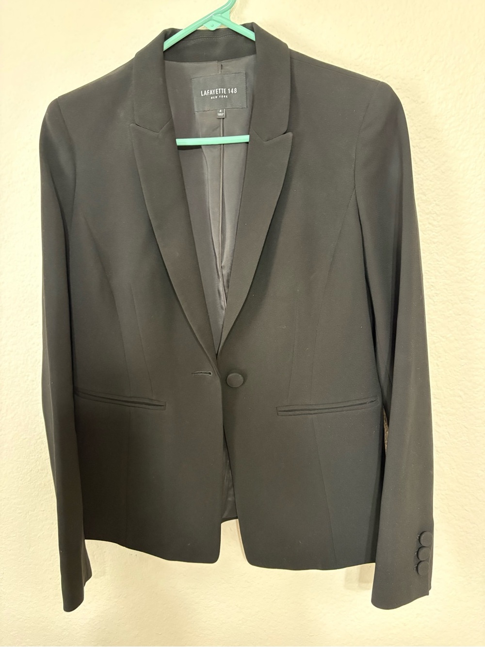 Lafayette 148 New York Black Tailored Blazer Jacket Size 4